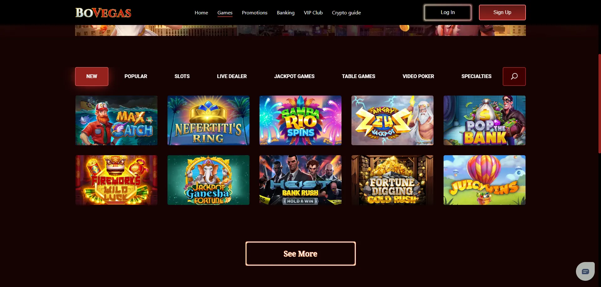 Bovegas Casino slots and online casino games library 2026
