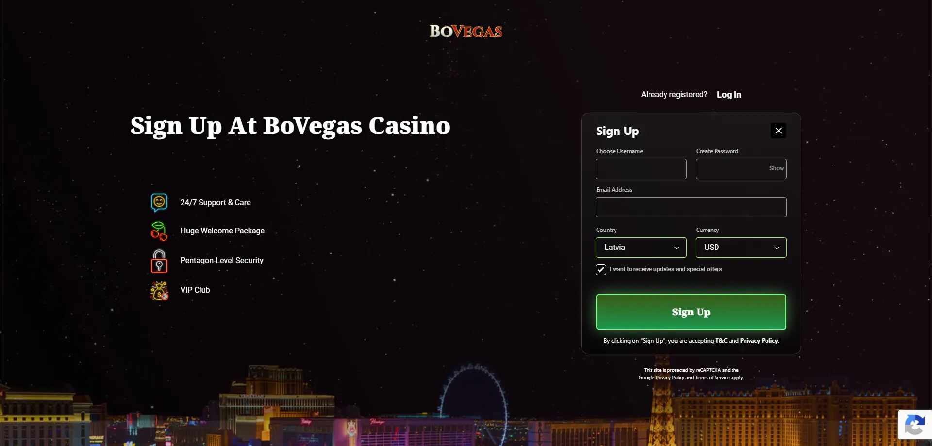 Bovegas Casino registration and sign up process guide